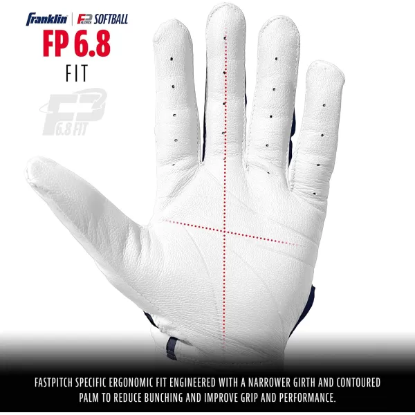 Franklin Sports USA Softball Womens Softball Batting Gloves  CFX Pro Fastpitch  Slowpitch Girls Batting Gloves  Adult  Youth Batting Glove PairsWhiteNavyRed