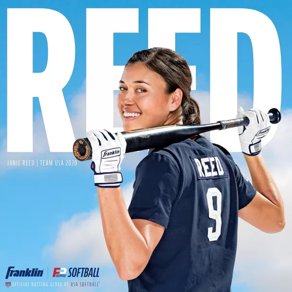 Franklin Sports USA Softball Womens Softball Batting Gloves  CFX Pro Fastpitch  Slowpitch Girls Batting Gloves  Adult  Youth Batting Glove PairsWhiteRoyal