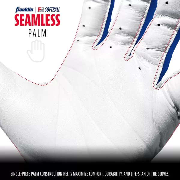 Franklin Sports USA Softball Womens Softball Batting Gloves  CFX Pro Fastpitch  Slowpitch Girls Batting Gloves  Adult  Youth Batting Glove PairsWhiteRoyal