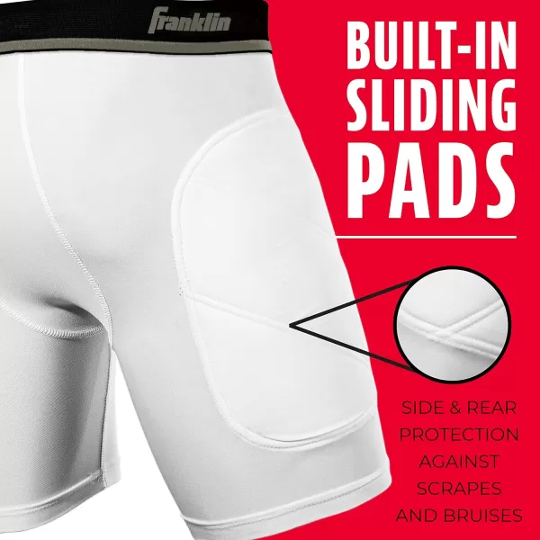 Franklin Sports Youth Compression Sliding Shorts  Kids Compression Underwear with Cup Pocket  Padded Baseball Sliding ShortWhiteBlack