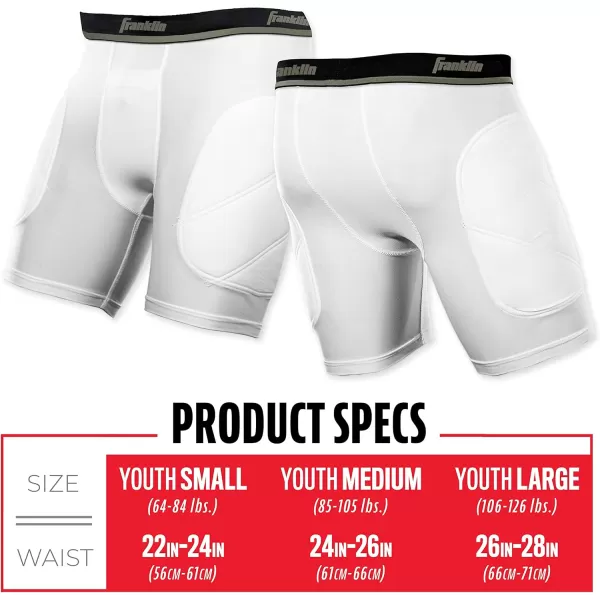 Franklin Sports Youth Compression Sliding Shorts  Kids Compression Underwear with Cup Pocket  Padded Baseball Sliding ShortWhiteBlack