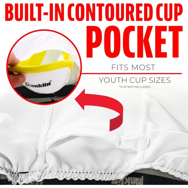 Franklin Sports Youth Compression Sliding Shorts  Kids Compression Underwear with Cup Pocket  Padded Baseball Sliding ShortWhiteBlack
