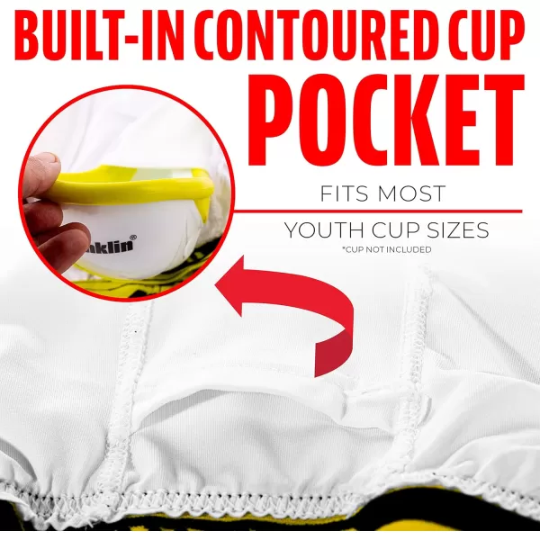 Franklin Sports Youth Compression Sliding Shorts  Kids Compression Underwear with Cup Pocket  Padded Baseball Sliding ShortWhiteOptic