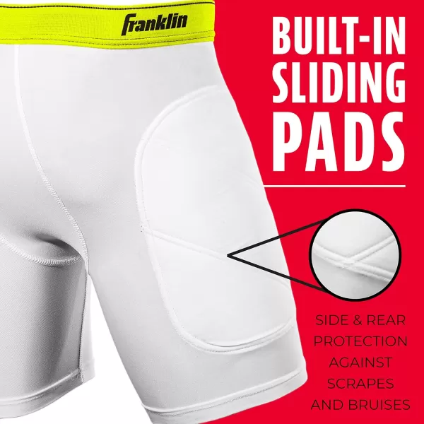 Franklin Sports Youth Compression Sliding Shorts  Kids Compression Underwear with Cup Pocket  Padded Baseball Sliding ShortWhiteOptic