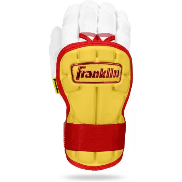 Franklin Sports Baseball Hand  Wrist Guard  PRT LG Series Adult Hand  Wrist Protector for Batting  Protective Hand Wrist Shield  Right  Left Hand Hitters  One Size  AdultYellowRed