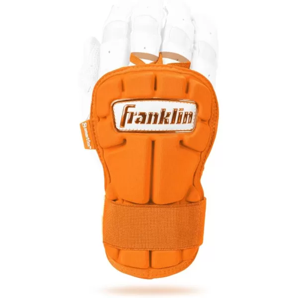 Franklin Sports Baseball Hand  Wrist Guard  PRT LG Series Adult Hand  Wrist Protector for Batting  Protective Hand Wrist Shield  Right  Left Hand Hitters  One Size  AdultOrange