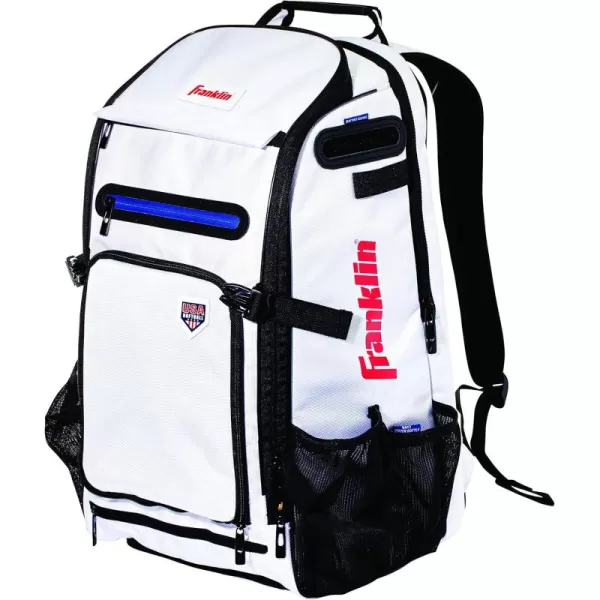 Franklin Sports Baseball  Softball Backpacks  MLB  USA Softball Equipment Bags for Baseball  Fastpitch Softball  Youth  Adult Batpacks for Bats Gloves Helmets Cleats  More  Multiple ColorsWhiteNavyRed