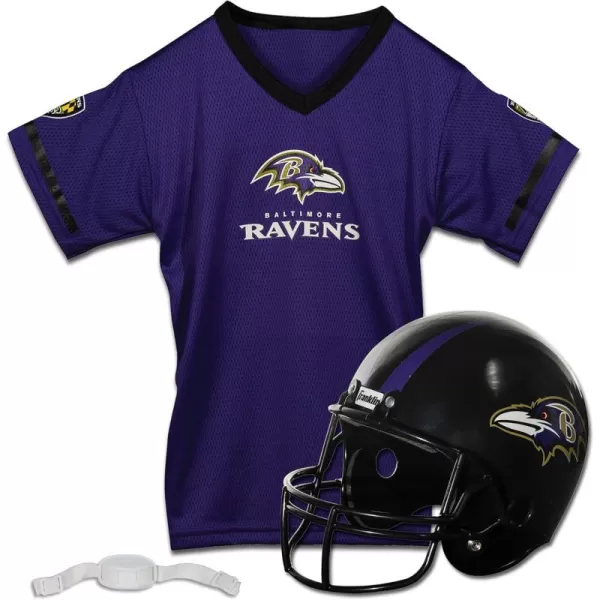 Franklin Sports NFL Kids Helmet  Jersey Sets  Youth NFL Team Uniform Sets  Costume Set  Helmet Jersey  ChinstrapMediumBaltimore Ravens