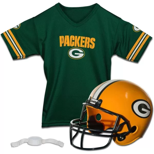 Franklin Sports NFL Kids Helmet  Jersey Sets  Youth NFL Team Uniform Sets  Costume Set  Helmet Jersey  ChinstrapMediumGreen Bay Packers