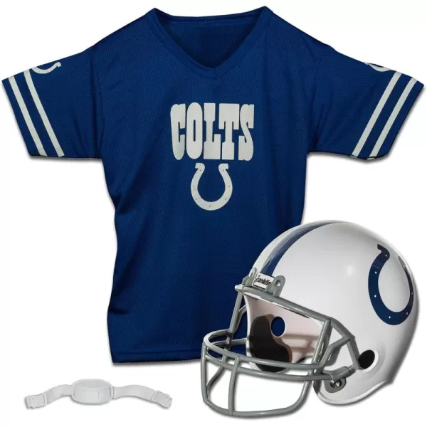 Franklin Sports NFL Kids Helmet  Jersey Sets  Youth NFL Team Uniform Sets  Costume Set  Helmet Jersey  ChinstrapMediumIndianapolis Colts
