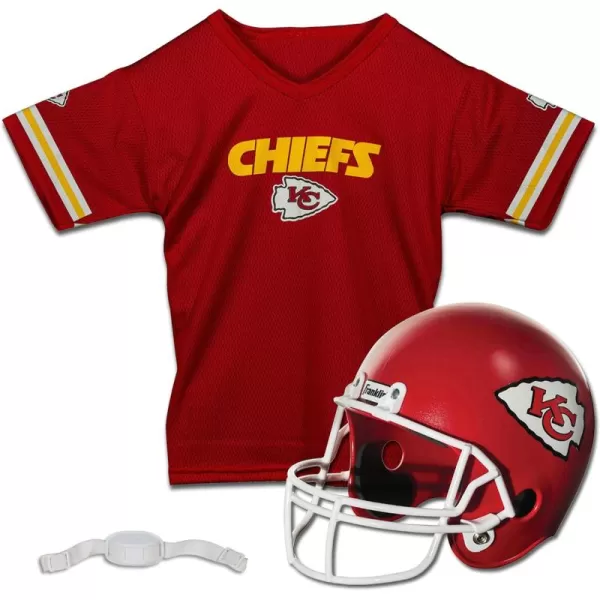 Franklin Sports NFL Kids Helmet  Jersey Sets  Youth NFL Team Uniform Sets  Costume Set  Helmet Jersey  ChinstrapMediumKansas City Chiefs