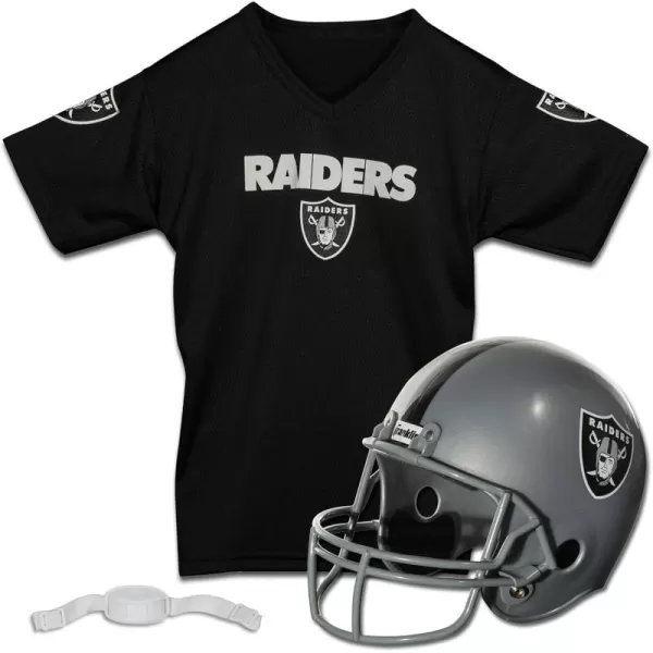 Franklin Sports NFL Kids Helmet  Jersey Sets  Youth NFL Team Uniform Sets  Costume Set  Helmet Jersey  ChinstrapMediumLas Vegas Raiders