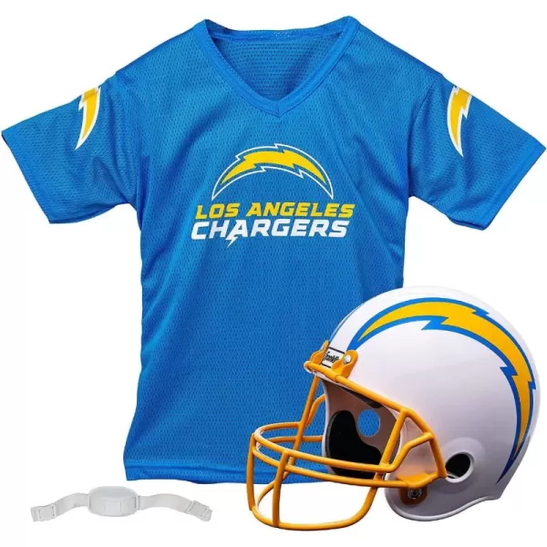 Franklin Sports NFL Kids Helmet  Jersey Sets  Youth NFL Team Uniform Sets  Costume Set  Helmet Jersey  ChinstrapMediumLos Angeles Chargers