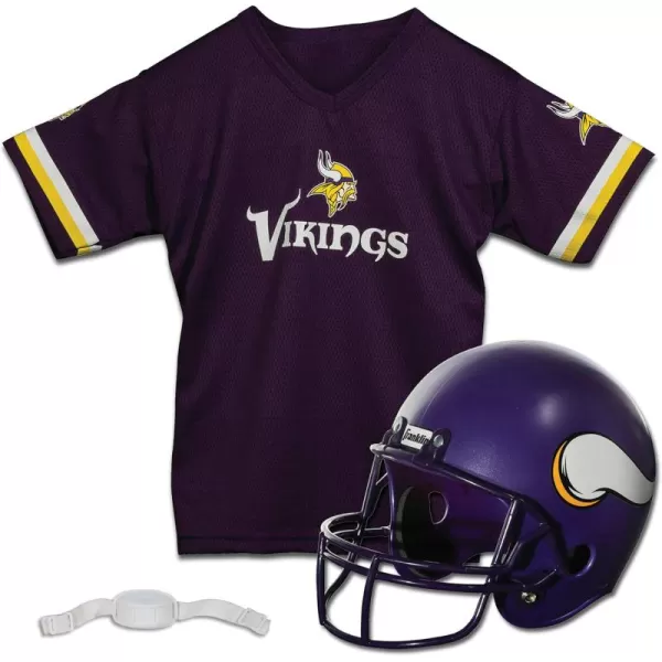 Franklin Sports NFL Kids Helmet  Jersey Sets  Youth NFL Team Uniform Sets  Costume Set  Helmet Jersey  ChinstrapMediumMinnesota Vikings
