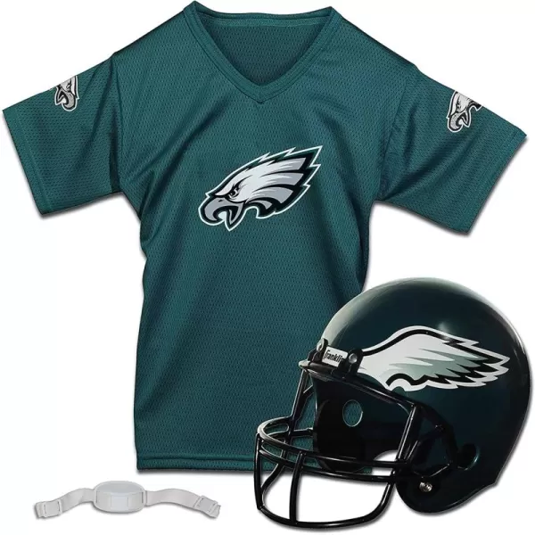 Franklin Sports NFL Kids Helmet  Jersey Sets  Youth NFL Team Uniform Sets  Costume Set  Helmet Jersey  ChinstrapMediumPhiladelphia Eagles