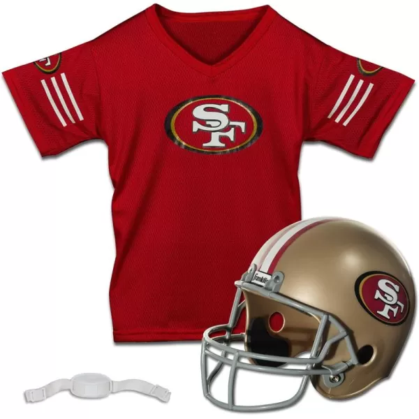 Franklin Sports NFL Kids Helmet  Jersey Sets  Youth NFL Team Uniform Sets  Costume Set  Helmet Jersey  ChinstrapMediumSan Francisco 49ers