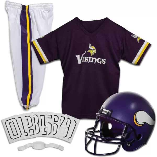 Franklin Sports NFL Youth Football Uniform Set for Boys ampamp Girls  Includes Helmet Jersey ampamp Pants with Chinstrap  NumbersMinnesota Vikings