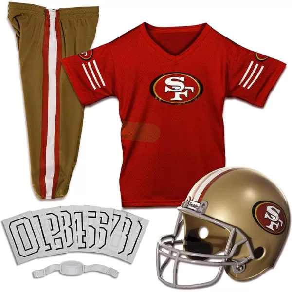 Franklin Sports NFL Youth Football Uniform Set for Boys ampamp Girls  Includes Helmet Jersey ampamp Pants with Chinstrap  NumbersSan Francisco 49ers