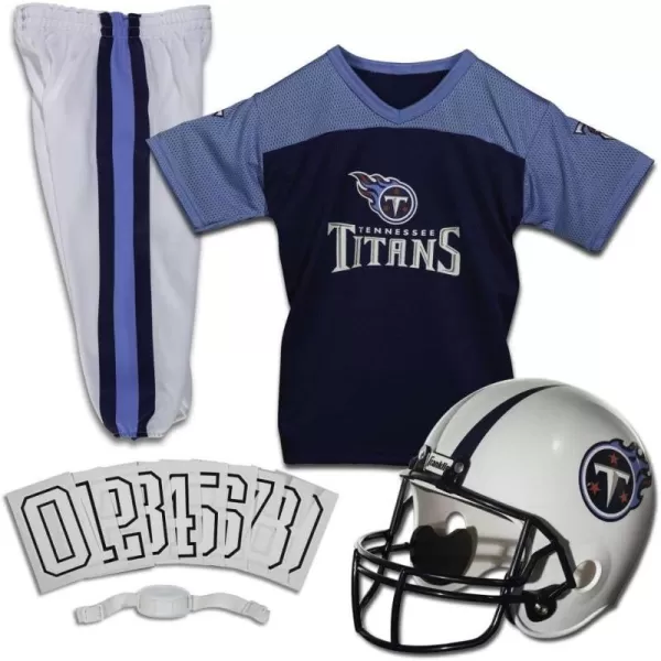 Franklin Sports NFL Youth Football Uniform Set for Boys ampamp Girls  Includes Helmet Jersey ampamp Pants with Chinstrap  NumbersTennessee Titans