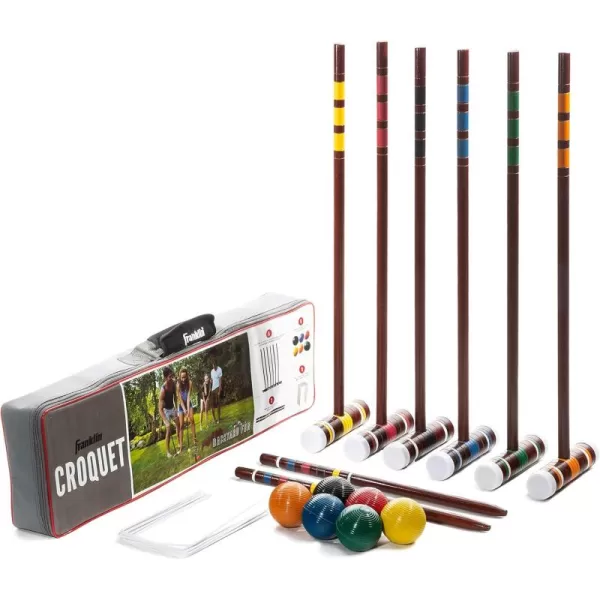Franklin Sports Portable Backyard Croquet Sets  Complete 4  6 Player Croquet Sets with Mallets Croquet Balls  Wickets Included  Outdoor Family Lawn Game Sets with Carry BagFamily