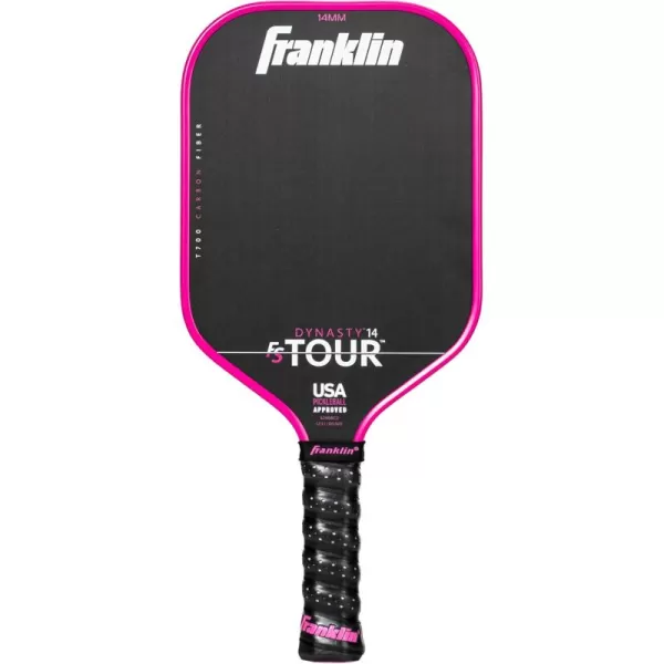 Franklin Sports Pro Pickleball Paddles  FS Tour Series Raw Carbon Fiber T700  USA Pickleball Approved  Unibody Epoxy Resin Injected Edge  Dynasty  Tempo  14mm16mm Core  Gray Blue  PinkPink