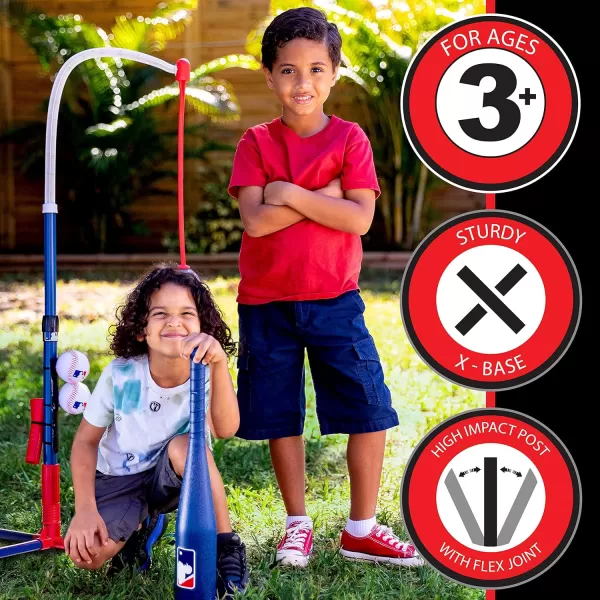 Franklin Sports GrowwithMe Kids Baseball Batting Tee  Stand Set for Youth  Toddlers  Youth Baseball Softball  Teeball Hitting Tee Set for Boys  GirlsGrow With Me Tee  MLB Baseball