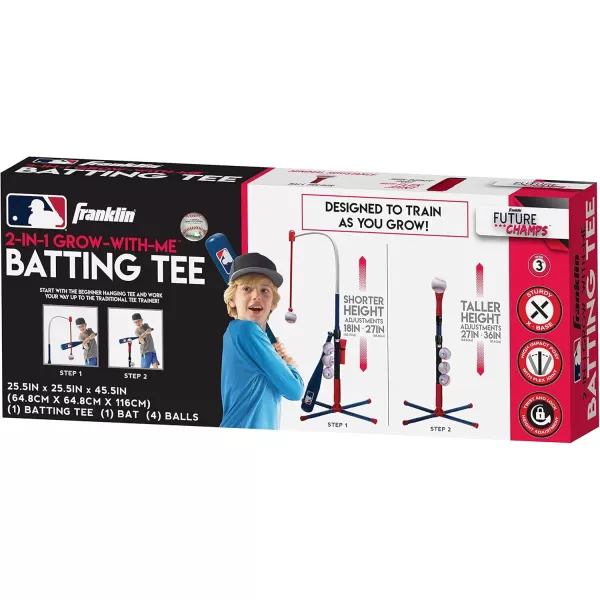 Franklin Sports GrowwithMe Kids Baseball Batting Tee  Stand Set for Youth  Toddlers  Youth Baseball Softball  Teeball Hitting Tee Set for Boys  GirlsGrow With Me Tee  MLB Baseball