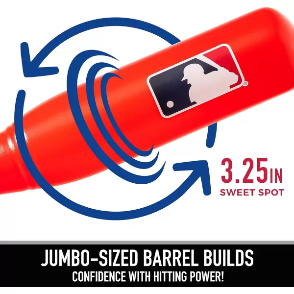 Franklin Sports MLB Jumbo Kids Plastic Baseball Bat  Backyard Baseball Bat with Large Barrel for Kids  Toddlers  Kids Fat Plastic BatRed