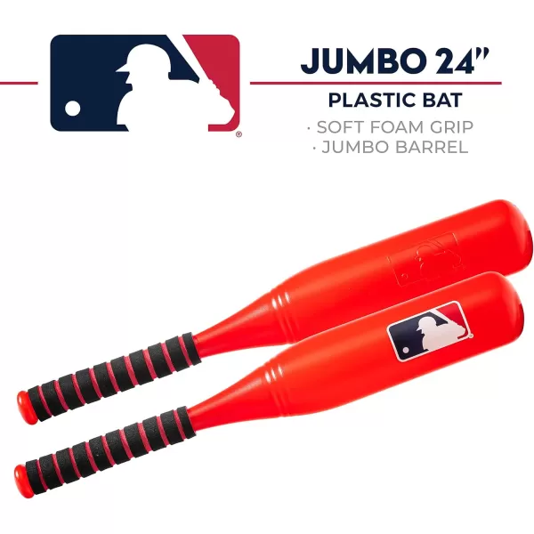 Franklin Sports MLB Jumbo Kids Plastic Baseball Bat  Backyard Baseball Bat with Large Barrel for Kids  Toddlers  Kids Fat Plastic BatRed