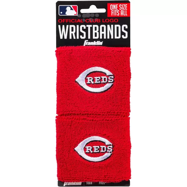 Franklin Sports MLB Team Licensed Baseball Wristbands  MLB Team Logo Sweat Wristbands  Great for Costumes  Uniforms  PairCincinnati Reds