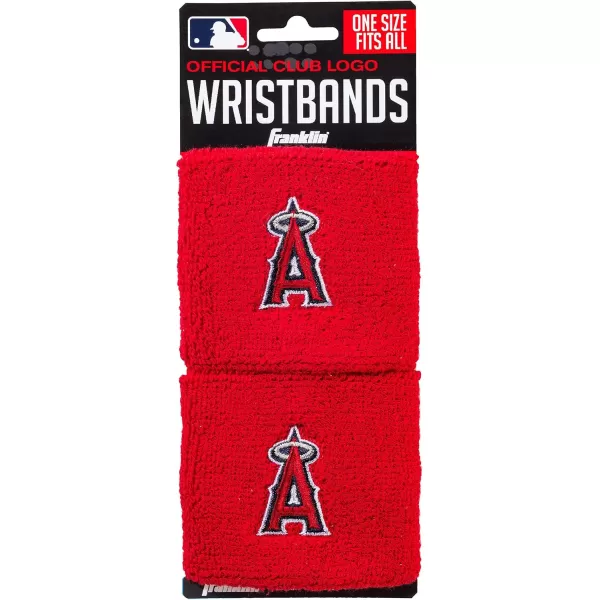 Franklin Sports MLB Team Licensed Baseball Wristbands  MLB Team Logo Sweat Wristbands  Great for Costumes  Uniforms  PairLos Angeles Angels