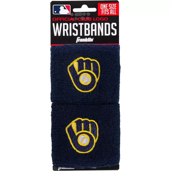 Franklin Sports MLB Team Licensed Baseball Wristbands  MLB Team Logo Sweat Wristbands  Great for Costumes  Uniforms  PairMilwaukee Brewers