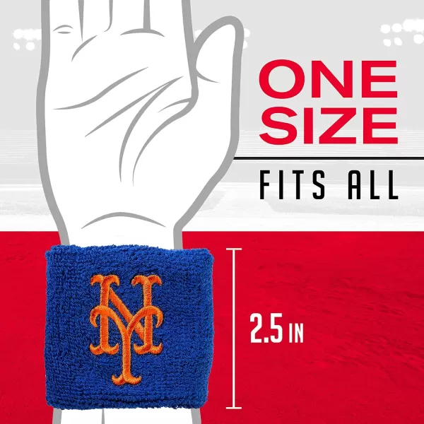 Franklin Sports MLB Team Licensed Baseball Wristbands  MLB Team Logo Sweat Wristbands  Great for Costumes  Uniforms  PairNew York Mets
