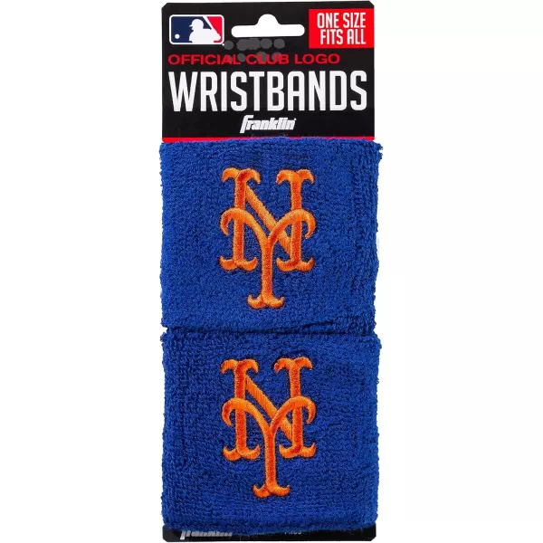 Franklin Sports MLB Team Licensed Baseball Wristbands  MLB Team Logo Sweat Wristbands  Great for Costumes  Uniforms  PairNew York Mets