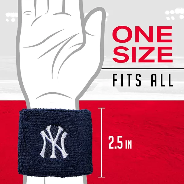 Franklin Sports MLB Team Licensed Baseball Wristbands  MLB Team Logo Sweat Wristbands  Great for Costumes  Uniforms  PairNew York Yankees