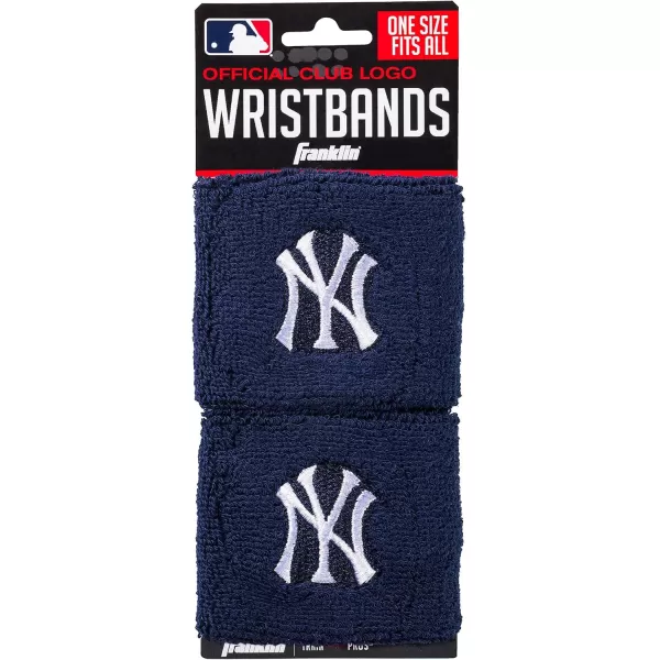 Franklin Sports MLB Team Licensed Baseball Wristbands  MLB Team Logo Sweat Wristbands  Great for Costumes  Uniforms  PairNew York Yankees
