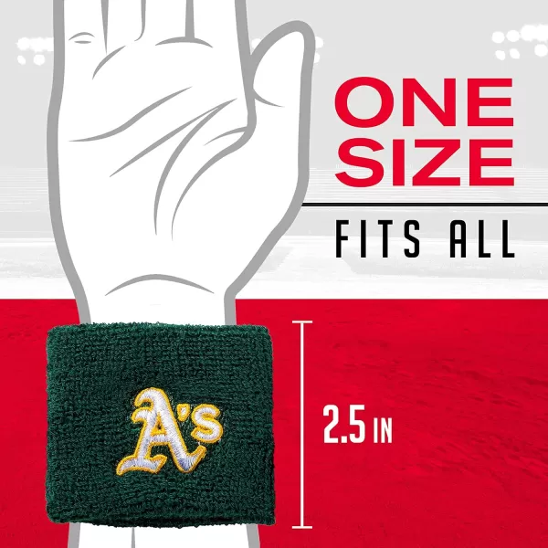 Franklin Sports MLB Team Licensed Baseball Wristbands  MLB Team Logo Sweat Wristbands  Great for Costumes  Uniforms  PairOakland Athletics