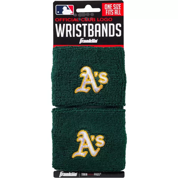 Franklin Sports MLB Team Licensed Baseball Wristbands  MLB Team Logo Sweat Wristbands  Great for Costumes  Uniforms  PairOakland Athletics