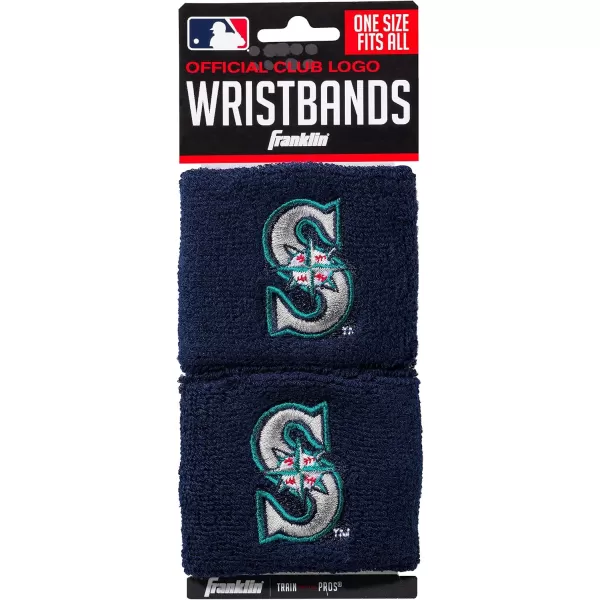 Franklin Sports MLB Team Licensed Baseball Wristbands  MLB Team Logo Sweat Wristbands  Great for Costumes  Uniforms  PairSeattle Mariners