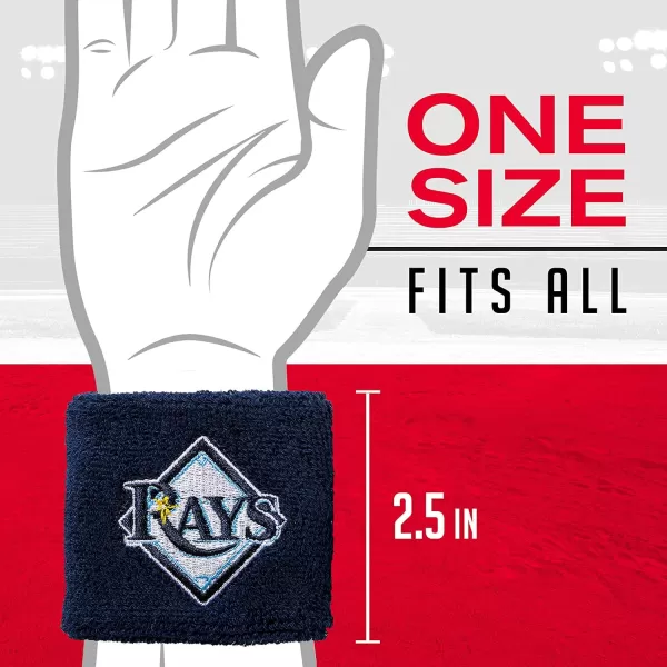 Franklin Sports MLB Team Licensed Baseball Wristbands  MLB Team Logo Sweat Wristbands  Great for Costumes  Uniforms  PairTampa Bay Rays