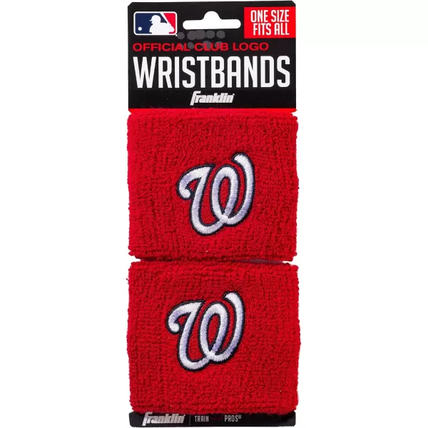 Franklin Sports MLB Team Licensed Baseball Wristbands  MLB Team Logo Sweat Wristbands  Great for Costumes  Uniforms  PairWashington Nationals