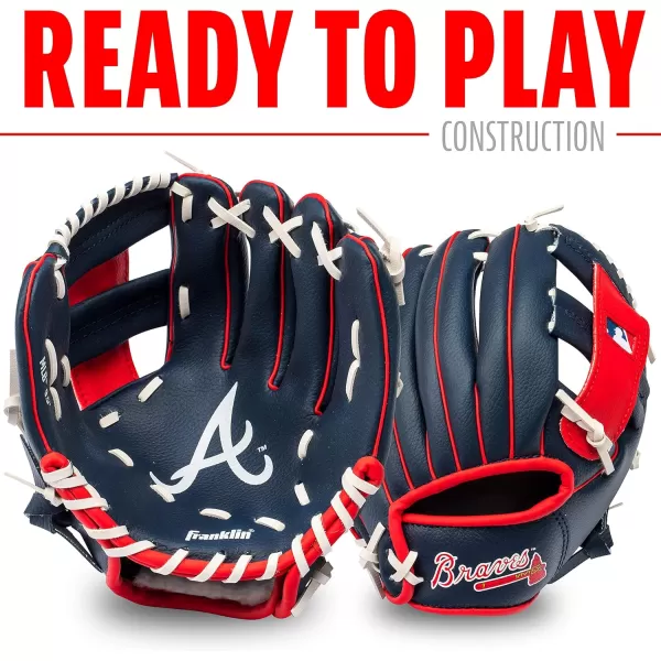 Franklin Sports MLB Youth Teeball Glove and Ball Set  Kids Baseball and Teeball Glove and Ball  Perfect First Kids Glove  95quotAtlanta Braves