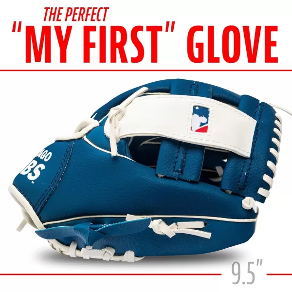 Franklin Sports MLB Youth Teeball Glove and Ball Set  Kids Baseball and Teeball Glove and Ball  Perfect First Kids Glove  95quotChicago Cubs