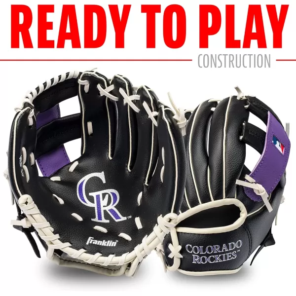 Franklin Sports MLB Youth Teeball Glove and Ball Set  Kids Baseball and Teeball Glove and Ball  Perfect First Kids Glove  95quotColoado Rockies