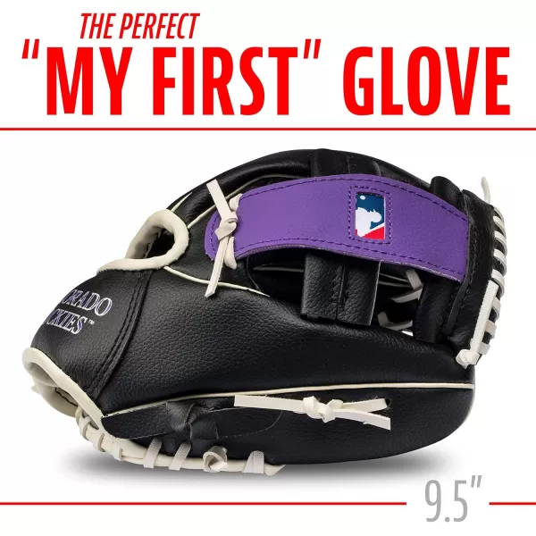 Franklin Sports MLB Youth Teeball Glove and Ball Set  Kids Baseball and Teeball Glove and Ball  Perfect First Kids Glove  95quotColoado Rockies