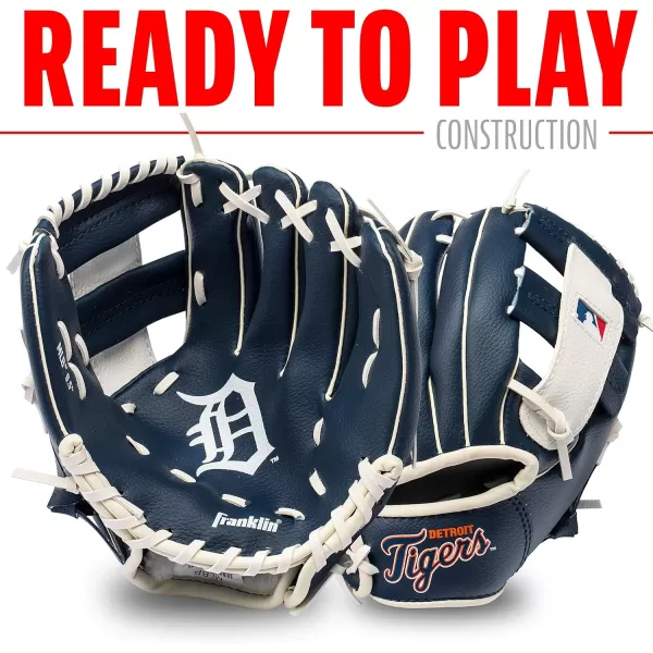 Franklin Sports MLB Youth Teeball Glove and Ball Set  Kids Baseball and Teeball Glove and Ball  Perfect First Kids Glove  95quotDetroit Tigers