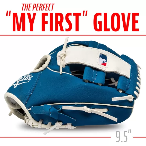 Franklin Sports MLB Youth Teeball Glove and Ball Set  Kids Baseball and Teeball Glove and Ball  Perfect First Kids Glove  95quotKansas City Royals