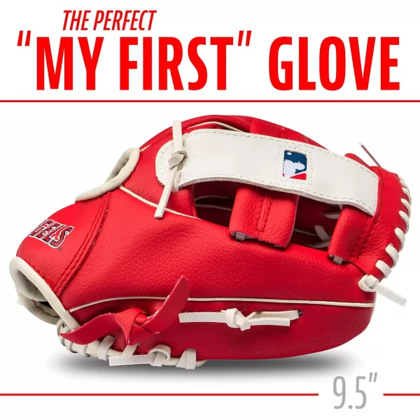 Franklin Sports MLB Youth Teeball Glove and Ball Set  Kids Baseball and Teeball Glove and Ball  Perfect First Kids Glove  95quotLos Angeles Angels