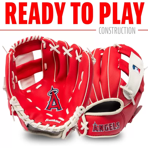 Franklin Sports MLB Youth Teeball Glove and Ball Set  Kids Baseball and Teeball Glove and Ball  Perfect First Kids Glove  95quotLos Angeles Angels