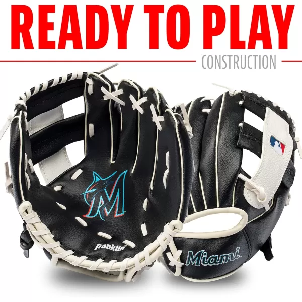 Franklin Sports MLB Youth Teeball Glove and Ball Set  Kids Baseball and Teeball Glove and Ball  Perfect First Kids Glove  95quotMiami Marlins
